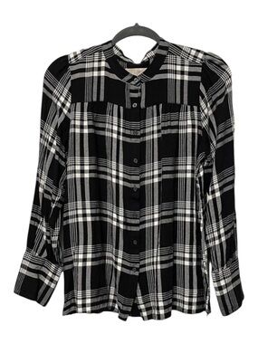 LOFT Plaid Button Up Blouse L